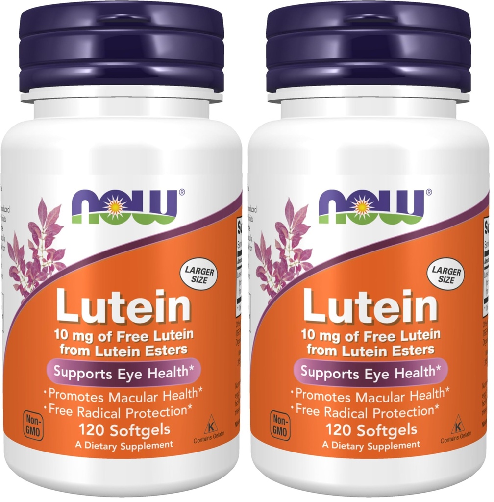 NOW Foods Lutein 10 mg Softgels, 120 (Paket 2)