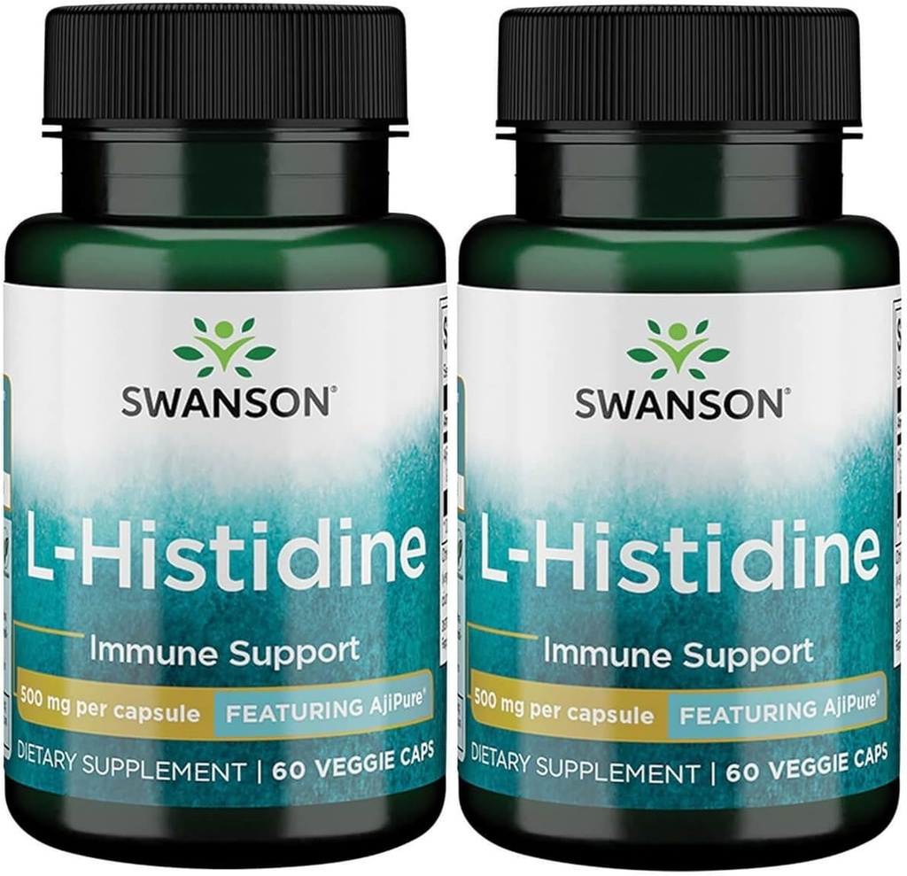 Swanson L- Histidine - Menampilkan Ajipure 500 mg 60 Veg Caps (2 Pack)