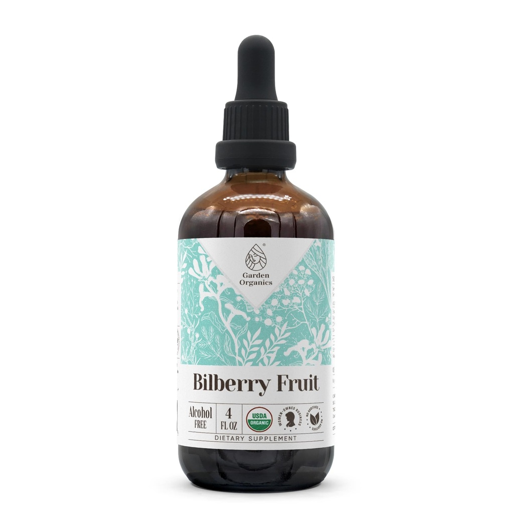 Bilberry Fruit USDA Organic Alcohol- Free Extract 124; Dietary Suplement, High- Potency Tarture 124; Dibuat dari Bilberry (Valcinium Myrtalus) Dry Buah 4 oz
