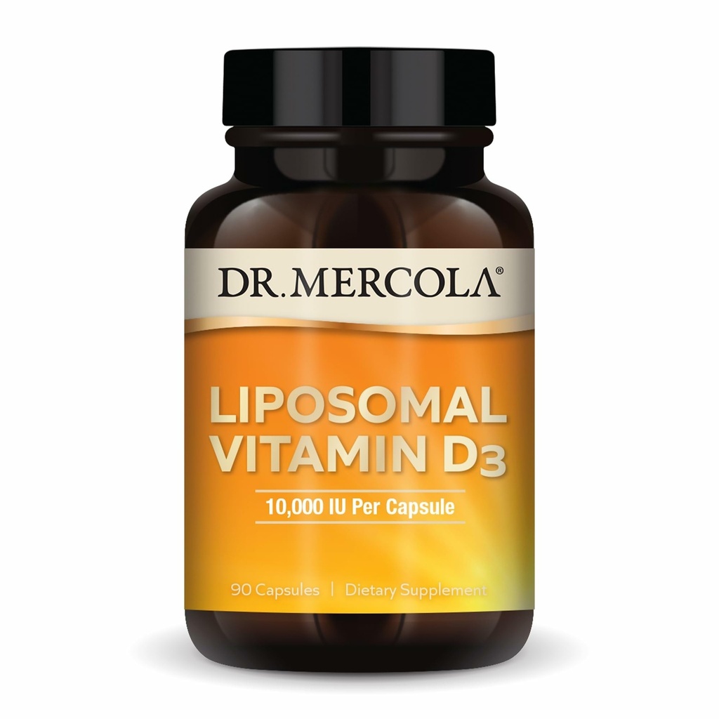 Dr. Mercola Lipomal Vitamin D3 - Mendukung Jantung, Bone & Immune Health - 10.000 IU Per Serving - Non-GMO, Soy Free & Gluten Free - 90 Capsules (90 Pelayan)
