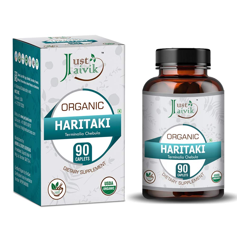 Hanya Jaivik Organic Haritaki (Terminalia Chebula) - 750mg (90 Tablet) Avera4; Tambahan Diet untuk Detoksifikasi & Perempatan untuk Vata