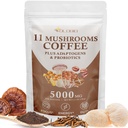 Jamur Kopi, 11 Jamur Organik Plus Adaptogens & Progities, dengan Mane Singa, Chaga, Reishi, Cordyceps Kompleks, Instant Coffee for Focus, Energy, Gut, Ditraffic, Immunity - 5.3oz