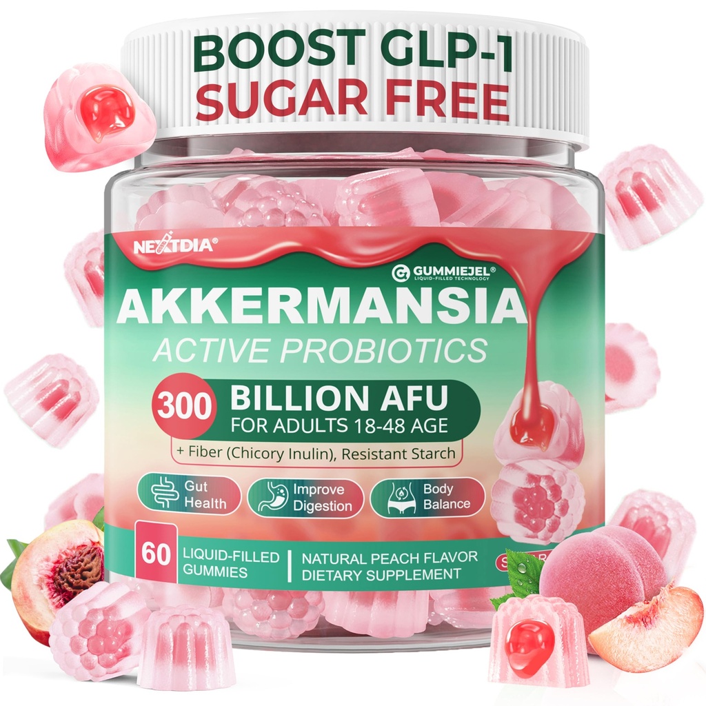 Akkermansia Progities Gummies dengan Prestica Fiber, 300 Milyar AFermansia Muciniphila, dengan Polyphenol Fruits, Resistant Starch, Vitamin A D3 B2 untuk Metabolisme, Digetical & Gut Health, 1Pack