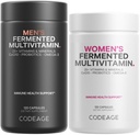 Codeage Daily Multivitamin Bundle: Perempuan & Men 's Multivitamin, B-Vitamin, Propoles, Food-Based Blends, 120 Capsules Per Botol