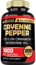 Cayenne Pepper Capsules dengan Turmeric Curcumin Root, Berberine HCI, Ceylon Cinnamon Bark & Lebih - 200 Capsules - Dukung Dibuble Health, Immune System & Body Saldo