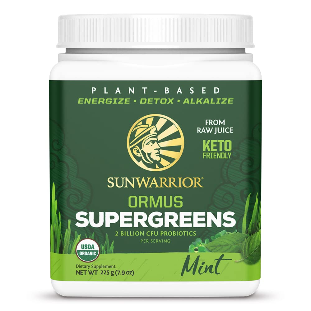 Powder Superfood Complex Organic Super Greens Powder from Raw Juice with Provious Moringa Leaf & Electrolyte Minemary 124; Vegan Non-GMO No Ditambahkan Sugar (Mint, 45 Pelayan)