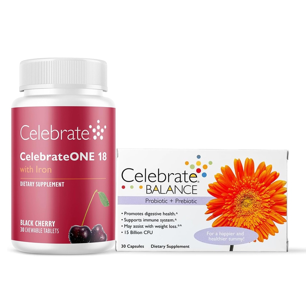 Merayakan Vitamine Celebrate Bariatric Multivitamin 18mg Besi & Saldo Probiotic + Prebiotic Capsules Bundle - Mendukung Kesehatan Digetical, Iron Levels, & Maksimal Absorpsi Nutrisi untuk Bariatrik P