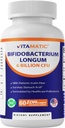 Vitamatic Bifidobacterium Longum 6 Milyar CFU per DR Capsule - 60 Count - Promotes Intestial Health - Dibuat dengan Prebiotic Inulin Fiber
