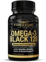 FREZZOR Omega 3 Black - Green Lipped Mussel Oil Capsules, Made in New Zealand, UAF1000 +, No Fishy Aftertaste, 120 Count (Pack of 1)