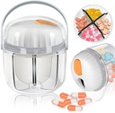 Pill Box, Pill Organizer for Travel Cute Medicine Organizer NO- BPA Moivient Medicine Container for Vitamin, Fish Oils, Suplemen (White)