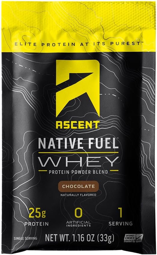 Ascent Native Fuel Whey Protein Powder - Chocolate - 15 Paket Serving Tunggal