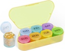 NatureTouch Weekly Pill Organizer, BPA Free Medicine Organizer Rainbow 11 Day Pill Box, Daily Portable Pill Container for Pills / Vitamin / Fish Oil / Suplemen [Versi Terakhir], Kuning