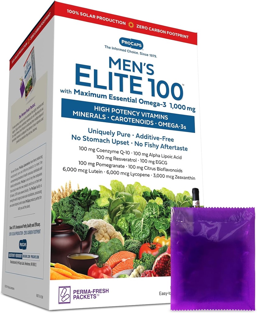 ANDREW LESSMAN Multivitamin - Men 's Elite- 100 dengan Maximum Estimable Omegaga- 3 1000 mg 30 Paket - Power Nutrients, Estivens Vitamin, Mineral, Phytonutrienoid. Tidak Ada Alamat