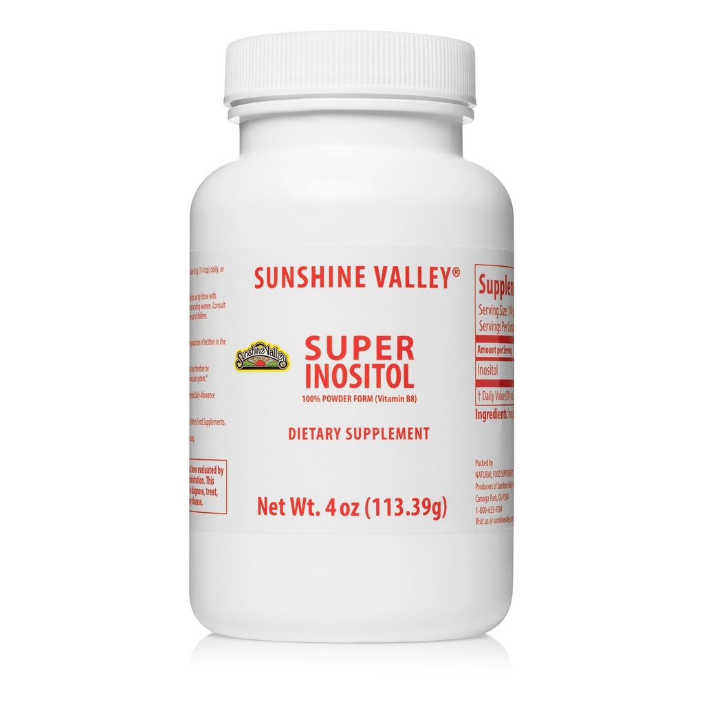 Lembah Sunshine ® Super Inositol, Vitamin B8 Beat Diet Suplement, Suplemen Fertilitas Alam PCOS, Keseimbangan Hormonal & Sehat Ovarian Fungsi Dukungan - 4 oz