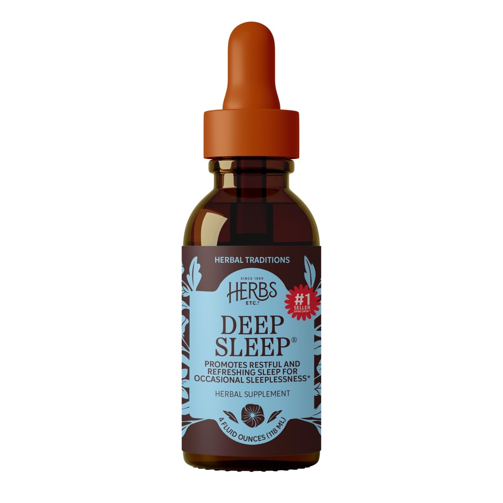Herbs Etc. Deep Sleep Classic Liquid Extract - Herbal Suplement for Natural & Gentle Sleep Suplement - Reffful Sleep Support with Passionflower, Chamomile & Lemon Balm - 4 flf oz (157 Servings)
