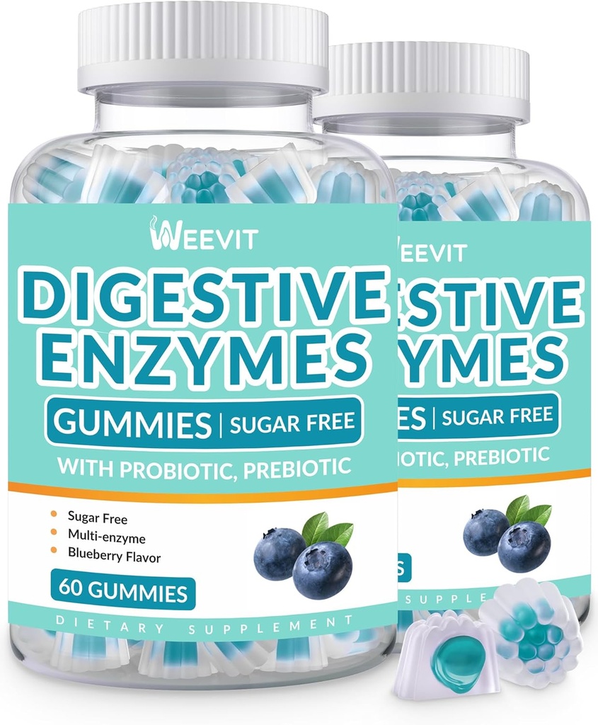 Gummies Enzymes, Enzymes Digeptical Chewable untuk Perempuan & Pria dengan Progories & Pregities Blend, Sugar Free Alav4; Vegan