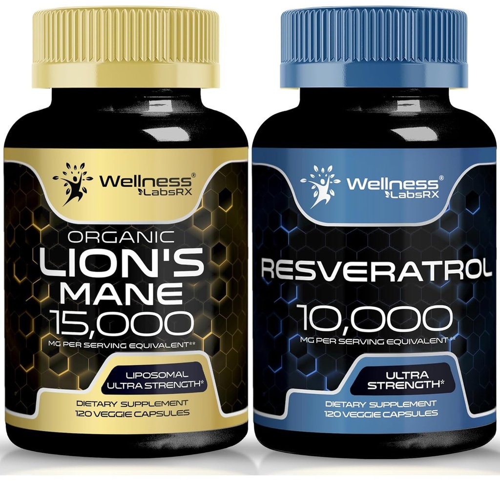 WELLNESS LABSRX Resveratrol Capsules 100000 - Lions Mane Supplemen