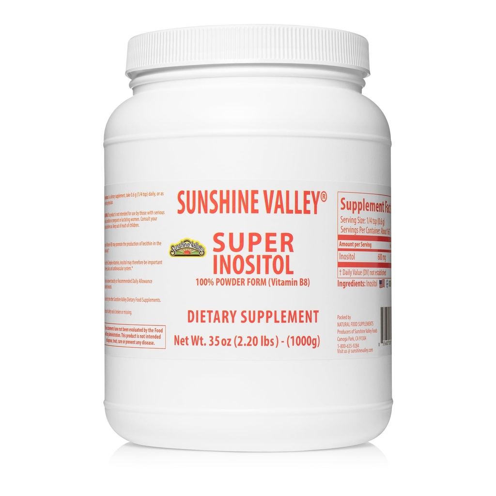 Lembah Sunshine ® Super Inositol, Vitamin B8 Beat Diet Suplemen, Suplemen Kesuburan Alam & PCOS, Keseimbangan Hormonal & Sehat Ovarian Fungsi Dukungan - 35oz