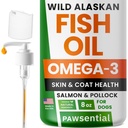 Omega 3 Fish Oil for Dogs & Cats - Made with Wild Alaska Salmon Oil; Liquid Fish Oil Suplement for Pets with Omega 3 EPA + DHA Fatty Acids; Real Ingregents, Real Taste - Trusted by Vets!