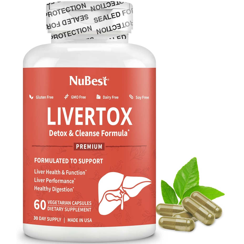 LiverTox - Advanced Liver Detox & Cleanse Formula - Herbal Liver Dukungan dengan Milk Thistle, Turmeric, Artichoke, Dandelion, Beet & Zinc Membantu Fungsi Liver & Gangguan 126; 60 Vegan Capsules