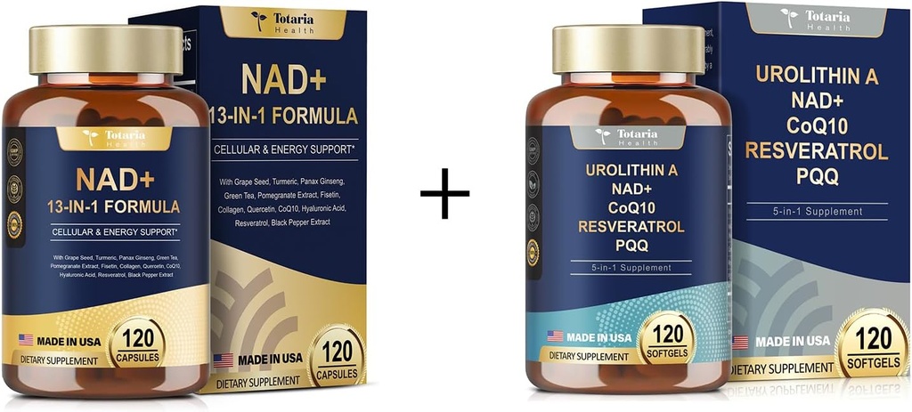 Tambahan Totaria NAD untuk Pria Perempuan 120 Capsules Urolithin A Suplemen 1000mg 120 Soft Kapsul