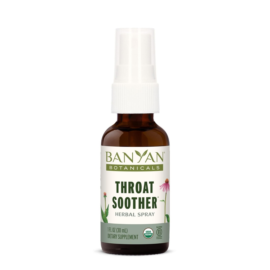 Banyan Botanicals Throat Soother Herbal Spray - Organic Herbal Squar dengan Echinacea Root for Throat Comfort and Imune Support * - 1 fl oz.