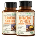 Suplemen Saffron - 89mg Saffron Extract dan 1000mg Tumeric Blend - Turmeric Suplemen dengan Cinnamon Ceylon dan Cardamom untuk Mood, Memori & Eye Kesehatan - Suplemen Bersama untuk Perempuan & Pria - 2 Pack