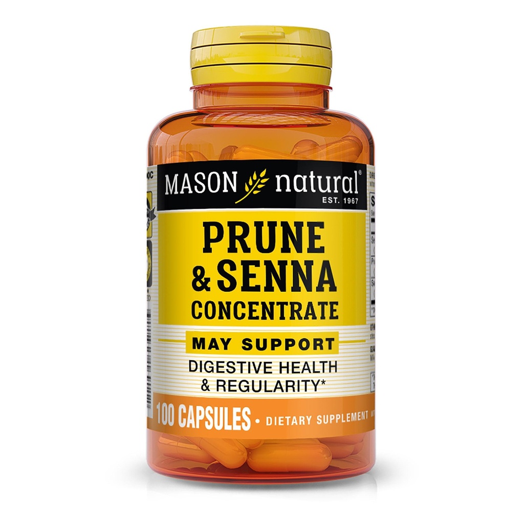 Maston NATURAL Prune Senna Konsentrat, Laxative Natural Vegetable untuk Regularitas dan Support Bowel & Digetical Functions, 100 Kapsul