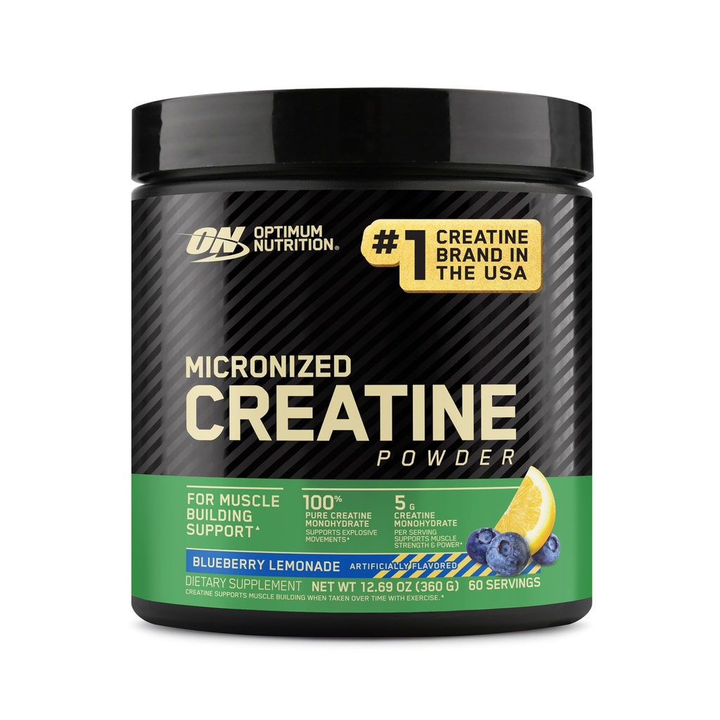Optimum Nutrition Mikronized Creatine Monohydrate Powder, Blueberry Lemonade Creatine, 60 Servings, 360 Grams (Packaging May Vary)