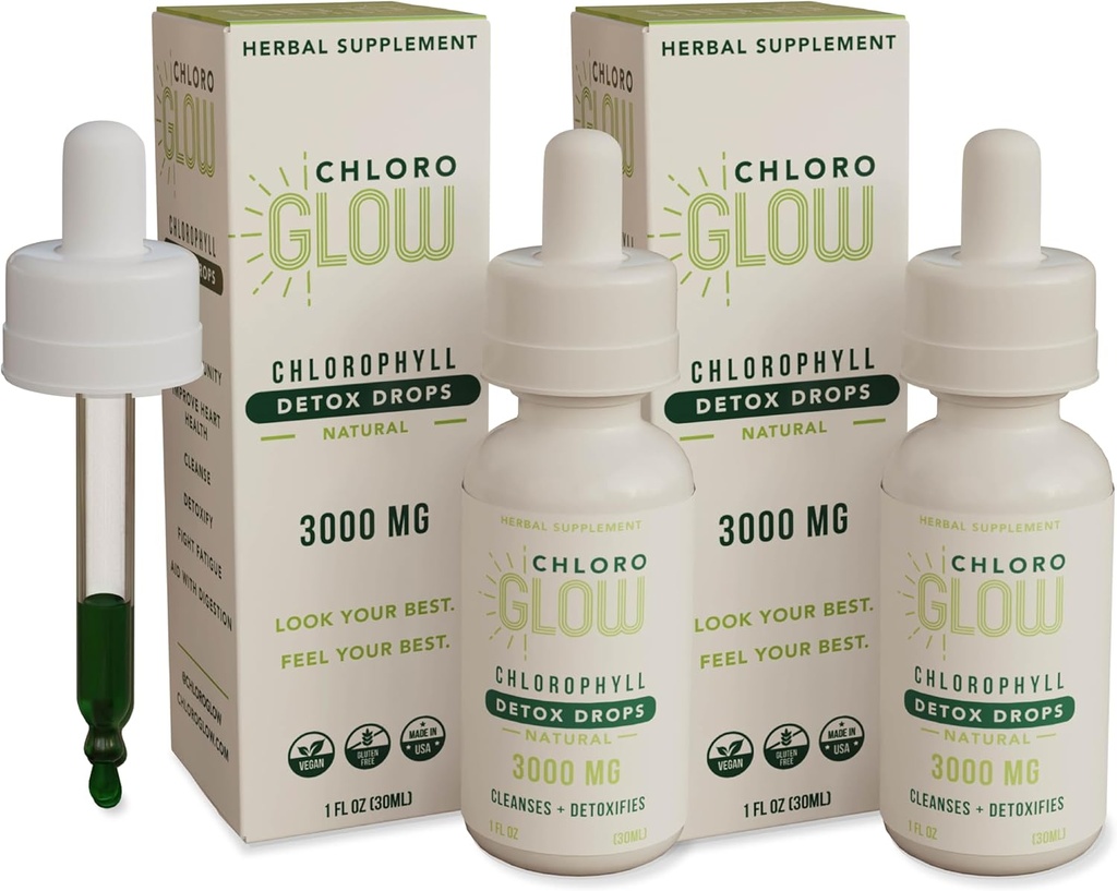 Kloroglow Liquid Chlorofil Oxygen Drops 3000mg 124; Metabolism Suplement 124; Imune Dukung AtteromiI 124; Ality Sickness Aid 124; Deodorizer Tubuh 30ml (Paket 2)