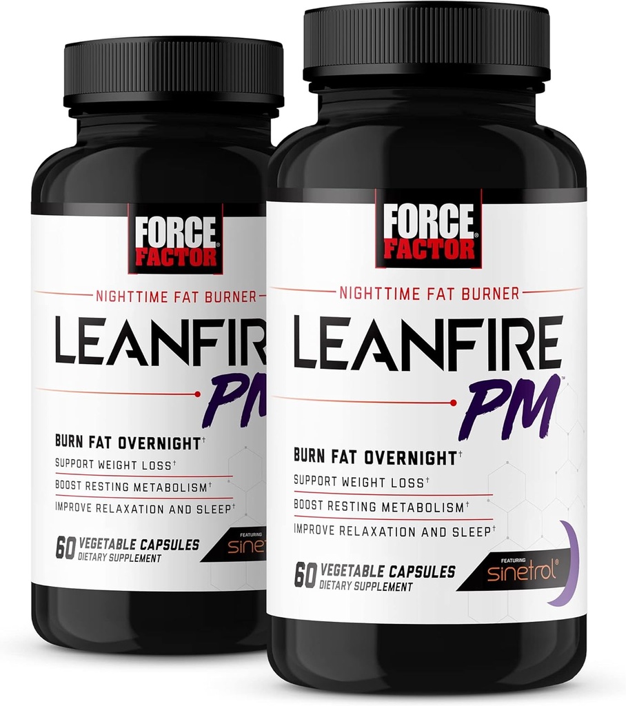 Angkatan Factor LeanFire PM, Wlighing Loss Pill for Women and Men, Fat Burner and Overight Woss Pill to Burn Fat, Boost Metabolisme, with Melonatin, 60 Count (Pack of 2)