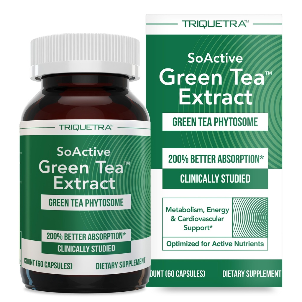 Soactive Green Tea ™ Extract - Clinically Studied Green Tea Phyto ome - Up to 200% Better Absorpsi & Bioavability - Clinically Validated Dose - Supports Metabolism & Wheight Management - 60