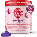 Peach Perfect Twilight Magnesium Glycinate Tidur Multivitamin Magnesium Suplement dengan Organic Tart Cherry, Chamomile, 5-HTP, L- Tryptophan, Mocktail Gadis Tidur Natural, 60 Capsules, 30 Servis