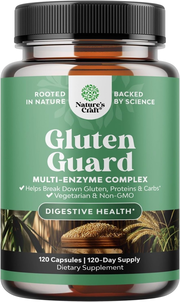 Enzim Gluten Akting Gluten untuk Intoleransi - Gluten Digetsy Enzymes untuk Women & Men for Debloat with DPP IV Blend Plus Lipase Amylase Bromelain for Gut Health & Dibuble Support - 120 Ct
