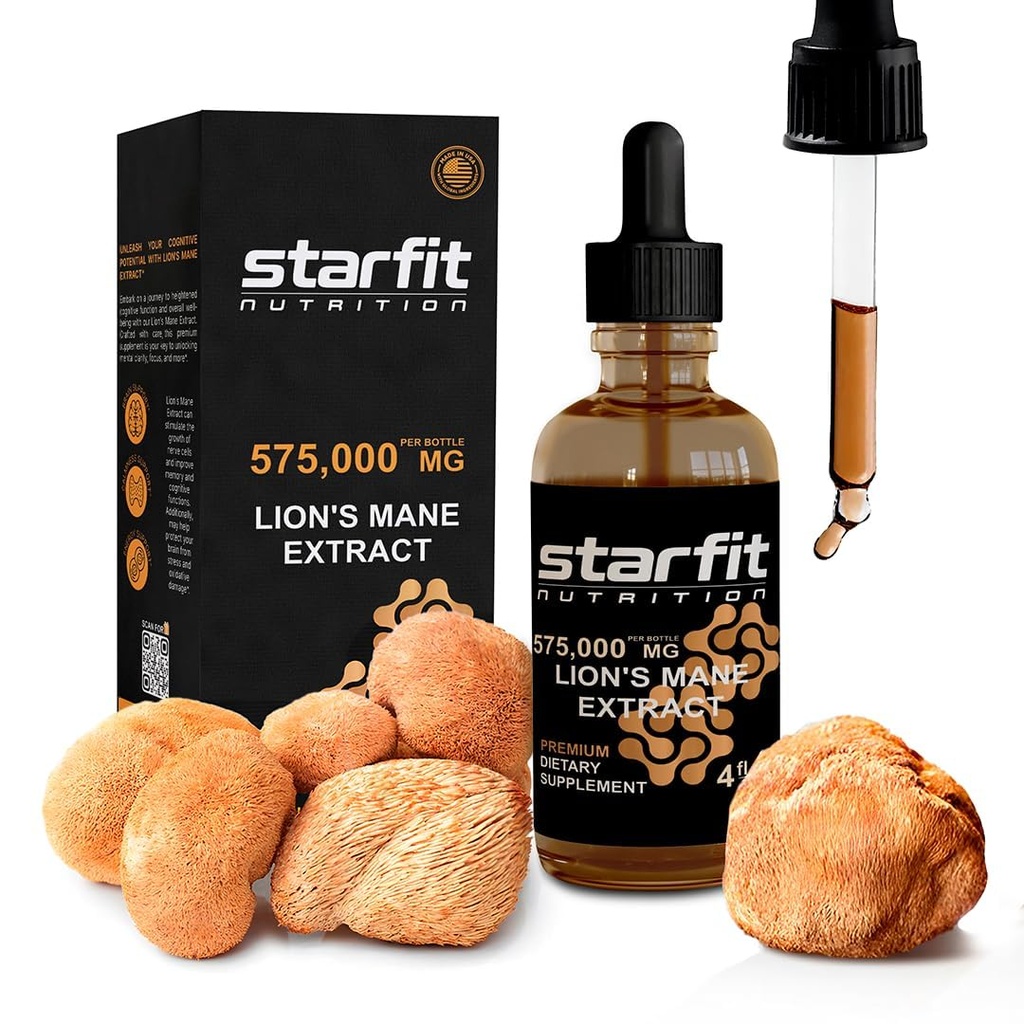 SARFIT Lion Mane Jamur Ekstrak, 575.000 mg, Suplemen Liquid untuk Dukungan Imune, Memori, dan Kesehatan Digetical, 4 fl oz