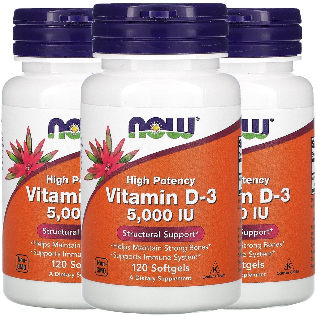 NOW Vitamin D- 3 5.000 IU, 120 Softgels