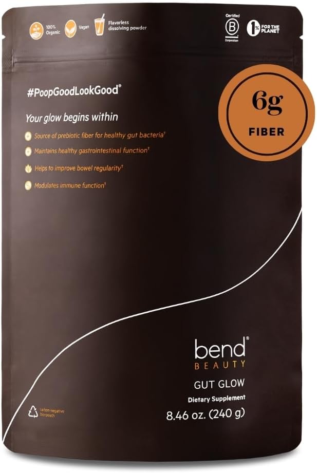 Bend Beauty Gut Glow 124; Daily Prebiotic Fiber Powder w / Tremella Mushroom Exract 124; Digetical Gut Health 124; 6g of Soluble Fiber per Serving 124; 100% Organik, Vegan, Sugar Free Fiber 44; Unsagraned