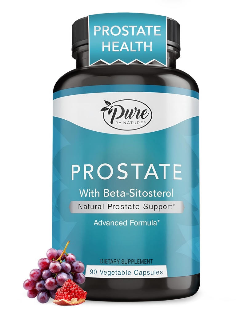 Pure By Nature Prostate Suplement for Men, Beta Sitosterol Prostat Health Suplement with Zinc for Urinary Trakte Support, Ease Frequent Urination & Imient Sleep, Gluten- Free, Non-GMO 90 Capsules