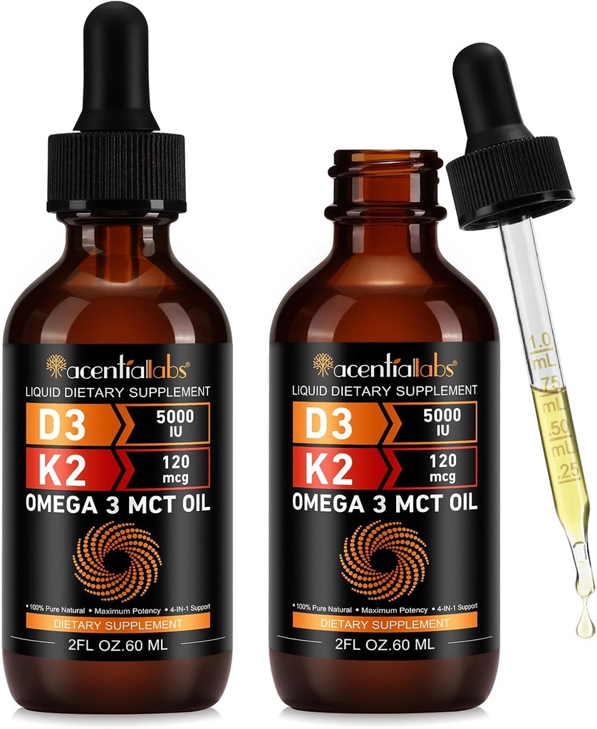 Liquid Vitamin D3 K2, Vitamin D Drops, Vitamin D3 K2, Cair Vitamin D Liquid, Organik Vitamin D, D3 Vitamin Suplemen, Vitamin D3 dan K2, D3 K2 Vitamin Tambahan (2pack)