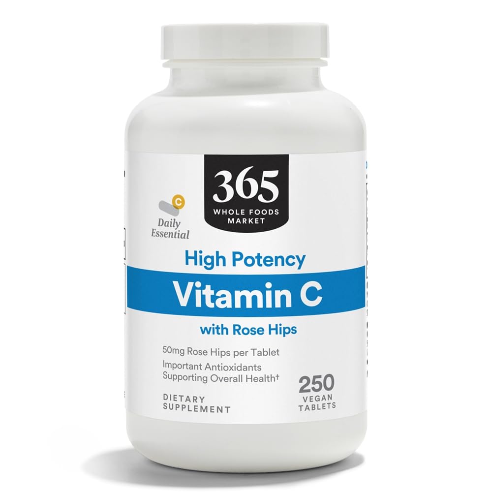 365 oleh Whole Foods Market, Potency Tinggi Vitamin C dengan Rose Hips, Vegan, 250 Tablet