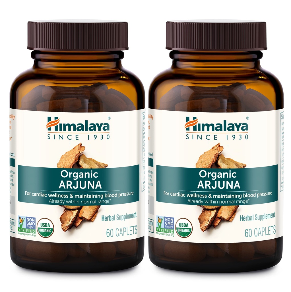 Himalaya Arjuna Organik, Tambahan Tekanan Darah untuk Wellness Cardiovaskular dan Kesehatan Jantung, 700mg, 60 Count (Paket 2)