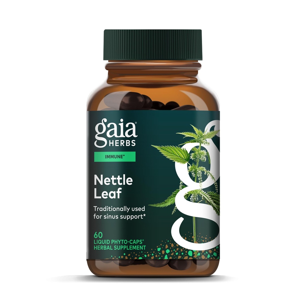 Gaia Herbs Stinging Nettle Leaf - Respiratory & Imune Health Support (Stinging Nettle Leaf Extract - Vegan, Gluten- Free, Soy- Free - 60 Liquid Phyto- Caps (30 Pelayan)