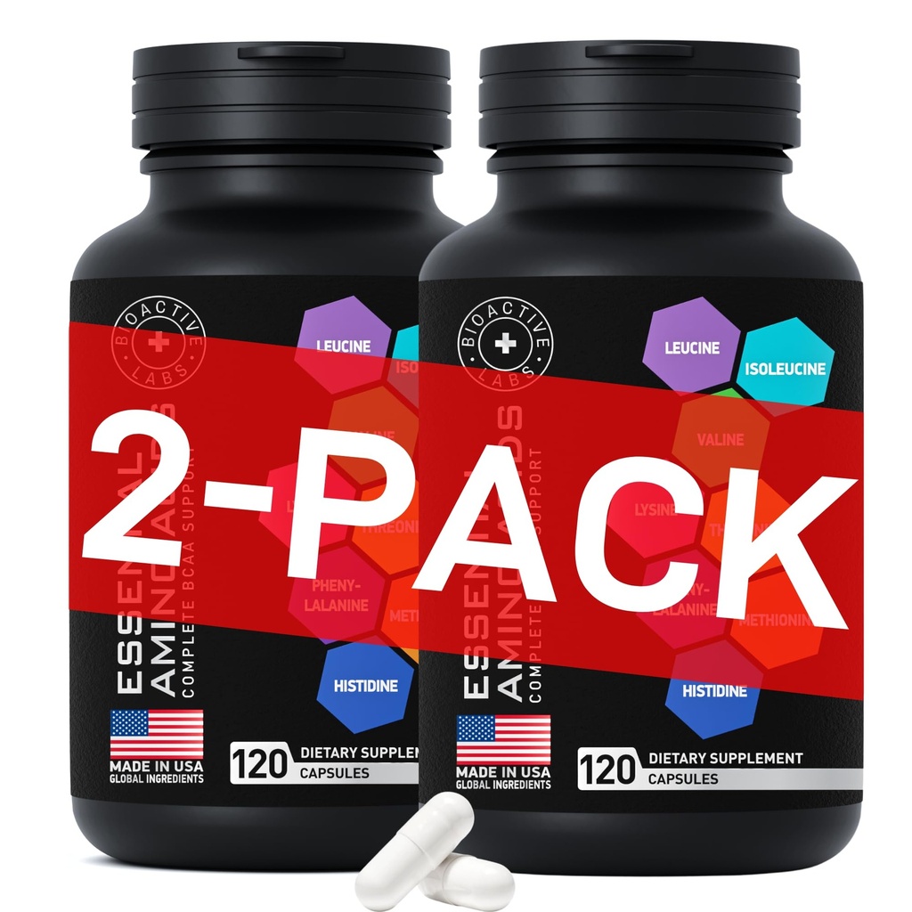 Kompleks Amino Acids untuk Pria & Perempuan - Advanced Workout Power & Recout Formula - Vegan BCAA Amino Acid Suplemen dengan Semua 9 Branch Chain Espines Aminos - 240 Keto Friendly EA BCAA Pills