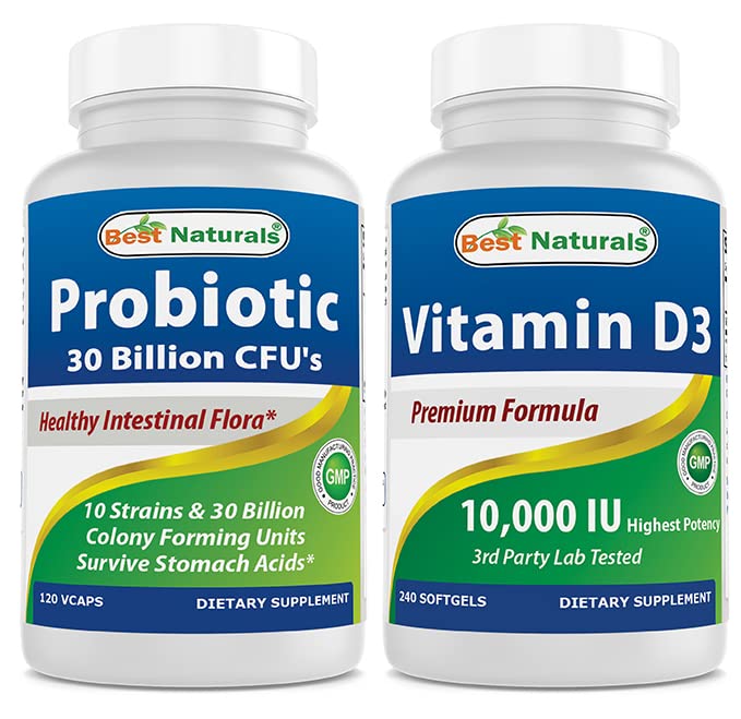 Terbaik Probiotic 10 Strains & 30 Milyar CFU & Vitamin D3 10000 IU