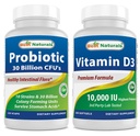 Terbaik Probiotic 10 Strains & 30 Milyar CFU & Vitamin D3 10000 IU