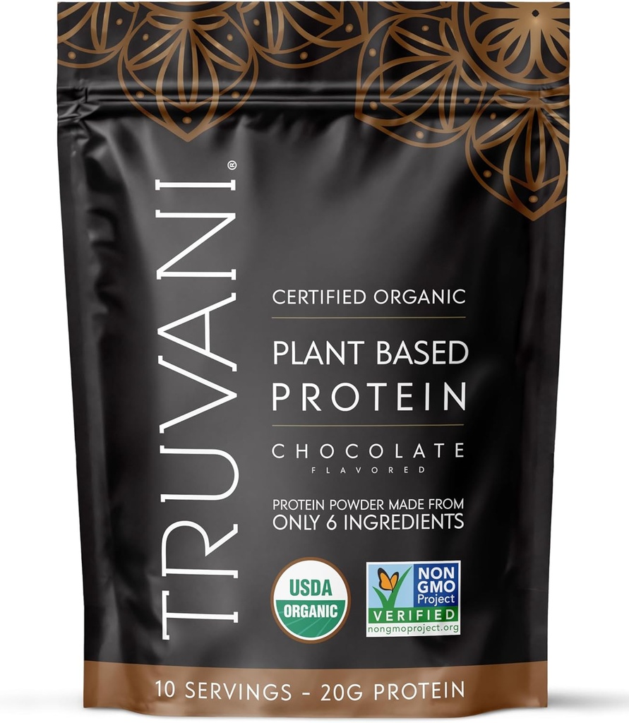 Truvani Vegan Protein Powder 124; Chocolate 124; 20g Organic Plant Based Protein 14; 10 Servings 12.4; Keto 124; Gluten & Dairy Free 124; Low Carb 124; No Added Sugar