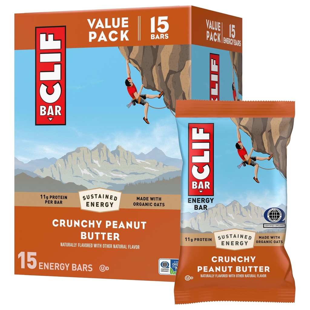 CLIF BAR-Energy Protein Bars - Crunchy Peanut Butter - Made with Organic Oats