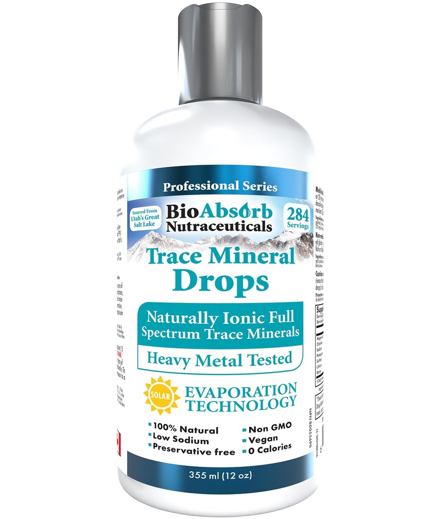 Bio Absorb Trace Mineral Drops. Heavy Metal Tested. 284 Servis Organik Trace Mineces dari terkonsentrasi Utah Air Laut GSL. 125mg dari Ionic Magnesium (12 oz)