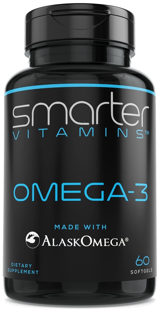 SmarterVitamin Omega 3 Fish Oil, Strawberry Flavor, Burpless, Tastless, 2000mg, DHA EPA Triple Energy, Made with Alaskover ®
