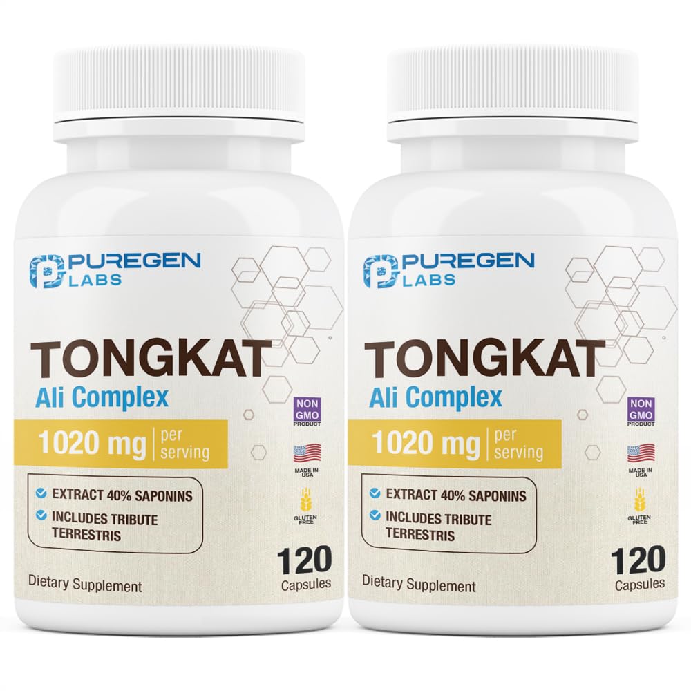 Puregen Labs Tongkat Ali Ekstrak 200 sampai 1 untuk Pria, 1020 mg per Serving, [Potensi Tinggi] Total 240 Kapsul - Dukungan Kesehatan Pria dengan 20mg Tribulus Terrestris 124; Non-GMO, Gluten Bebas, Dibuat di Amerika Serikat
